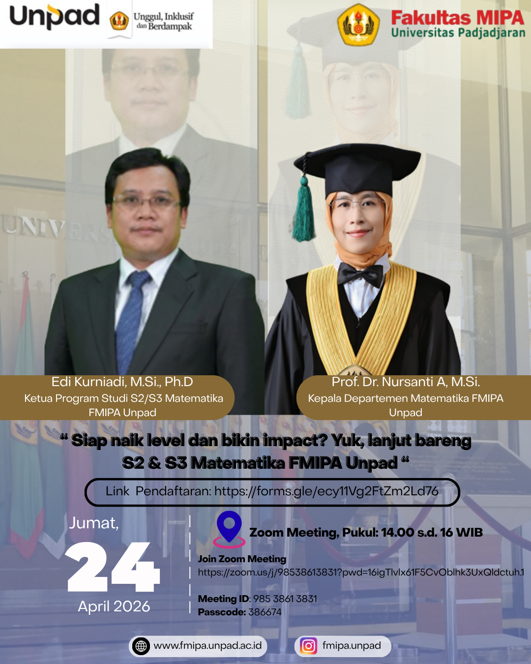 Sosialisasi Program Magister (S2) dan Doktor (S3) Matematika FMIPA Universitas Padjadjaran Tahun 2026
